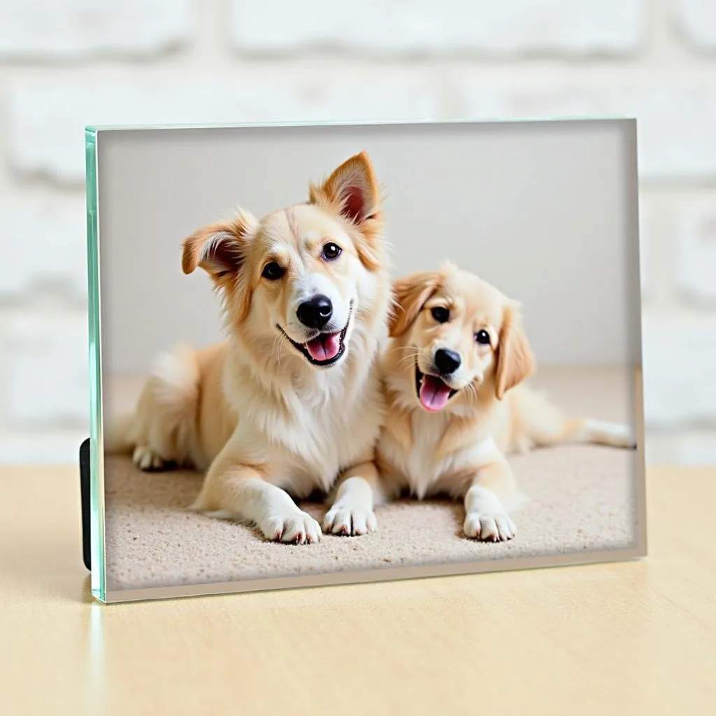 Dog-friendly acrylic frame for pet photos