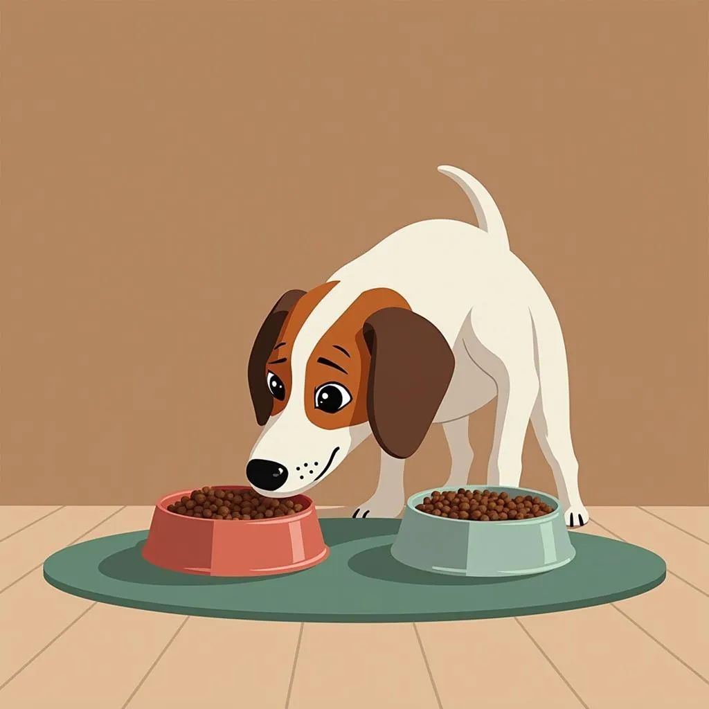 Healthy dog food in bowls