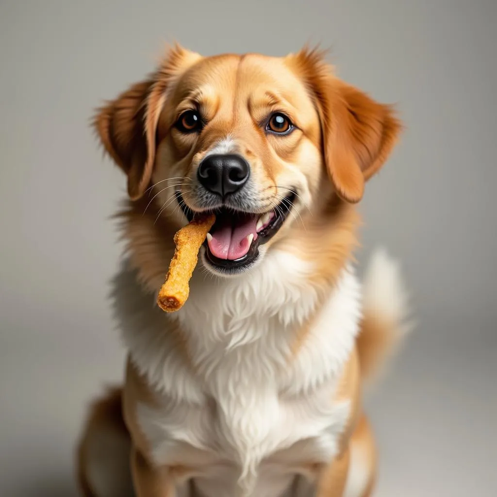 Dog enjoying a delicious bad breath dog treat