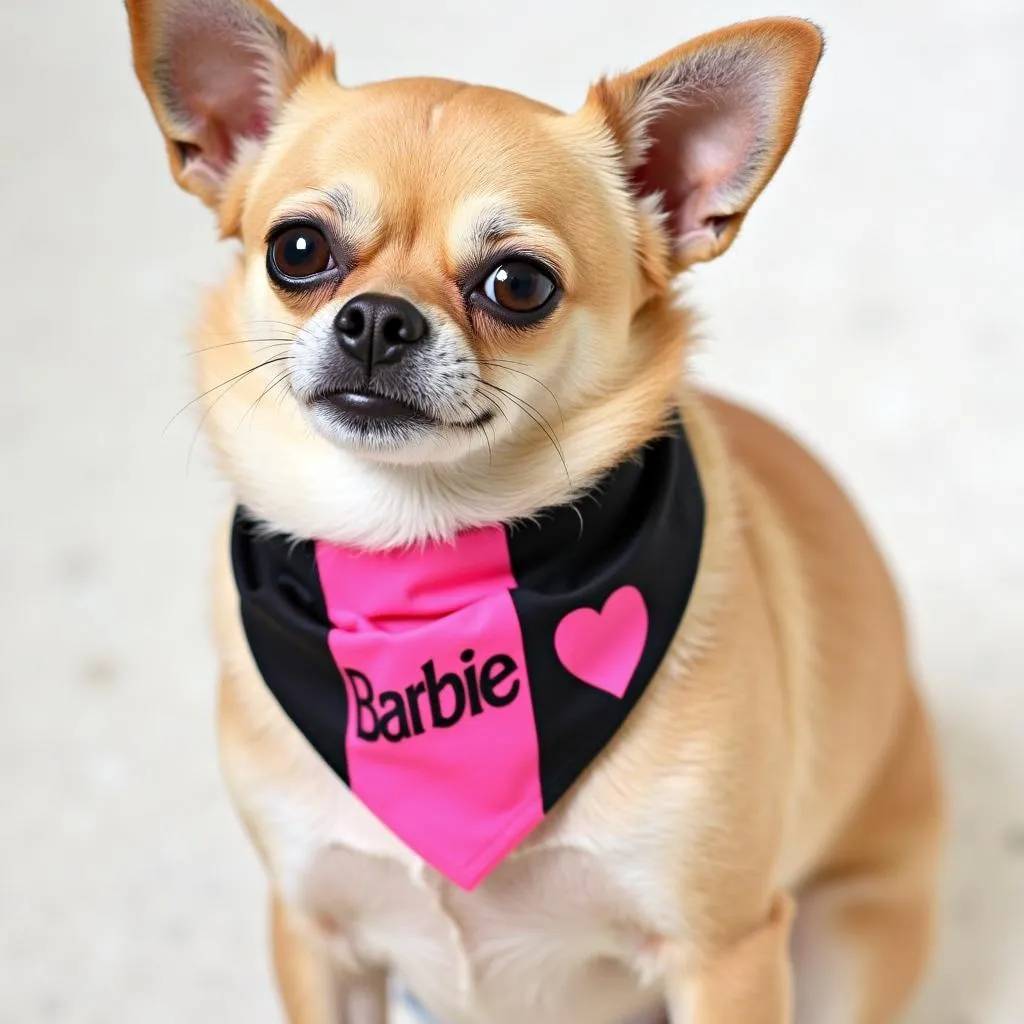 Pink and black Barbie dog bandana for a stylish pup