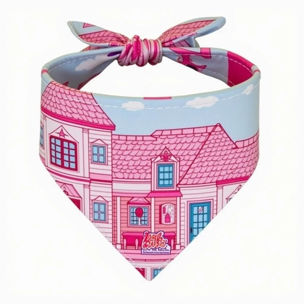 Barbie dog bandana featuring the Dreamhouse theme