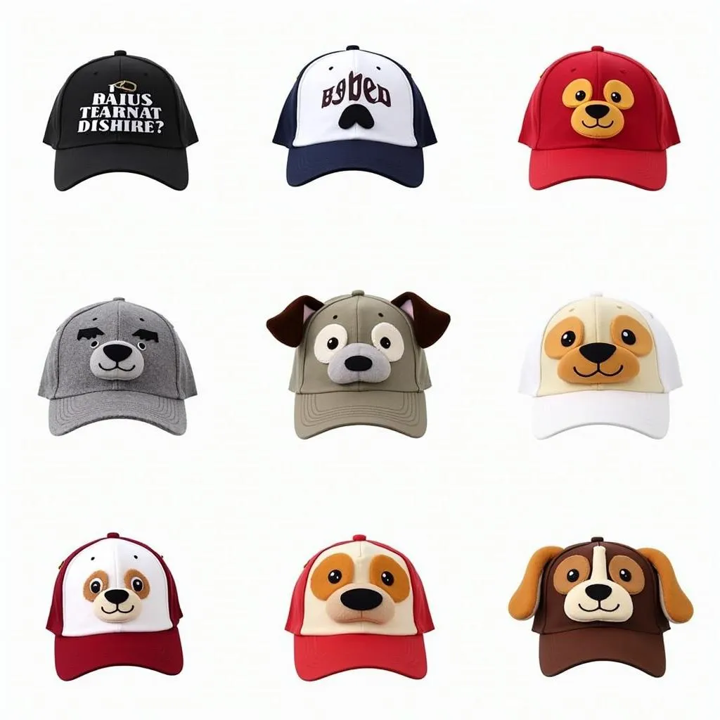 Collection of baseball caps for dogs