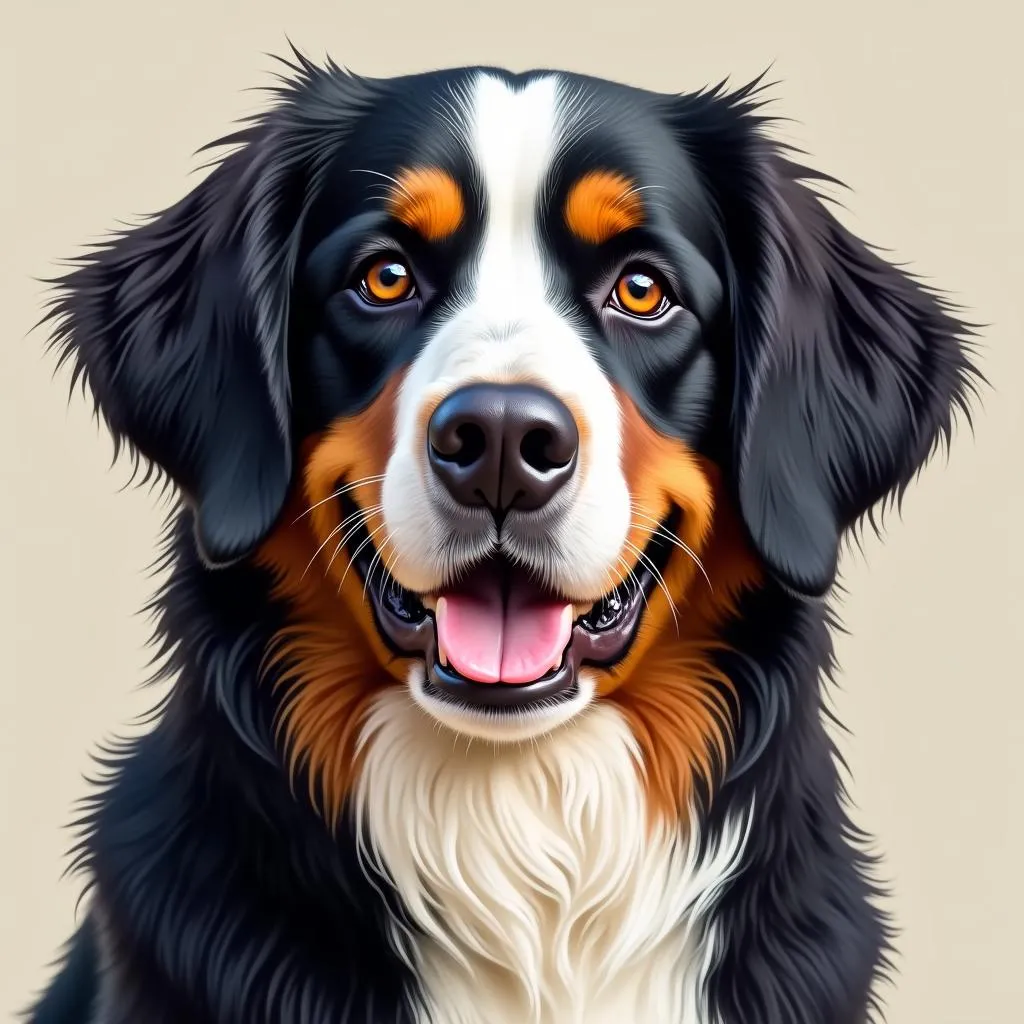 Bernese Mountain Dog Art Portrait