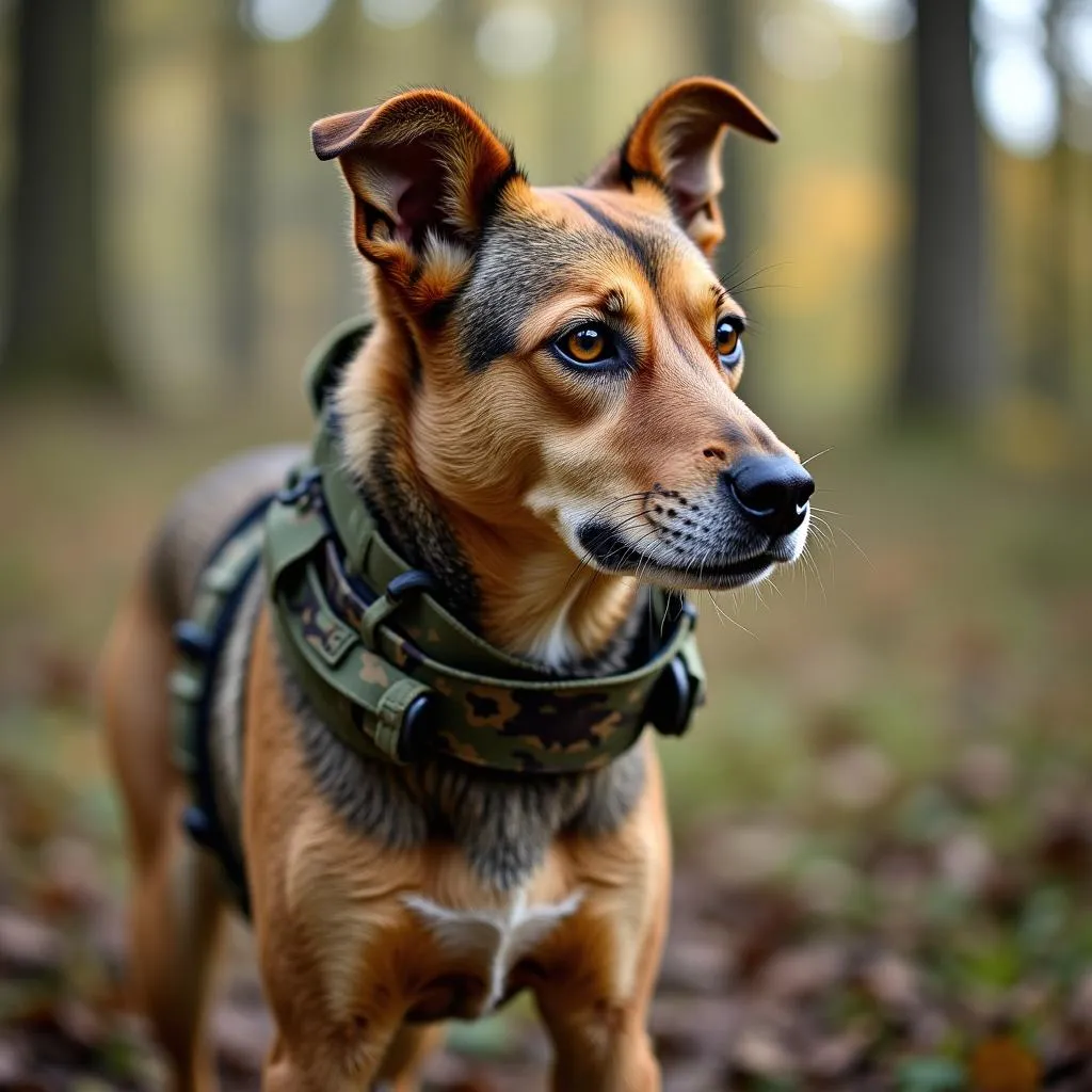 Camouflage Dog Collar in a Forest Setting