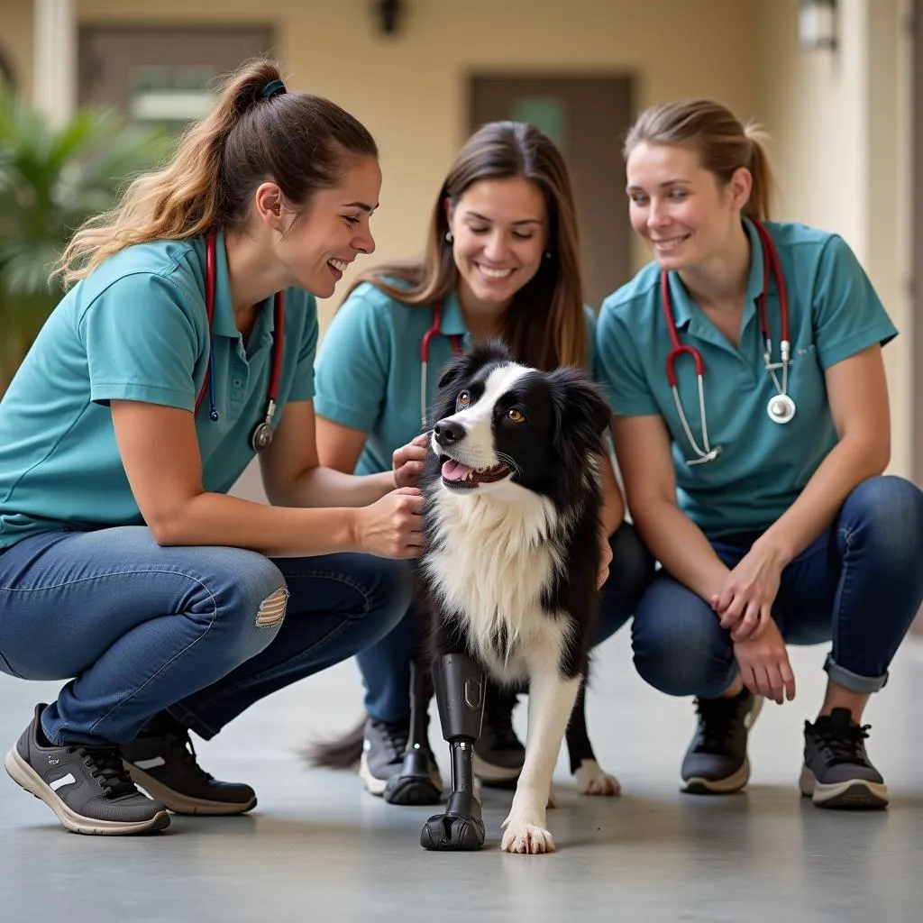 A charity that provides free prosthetic legs for dogs