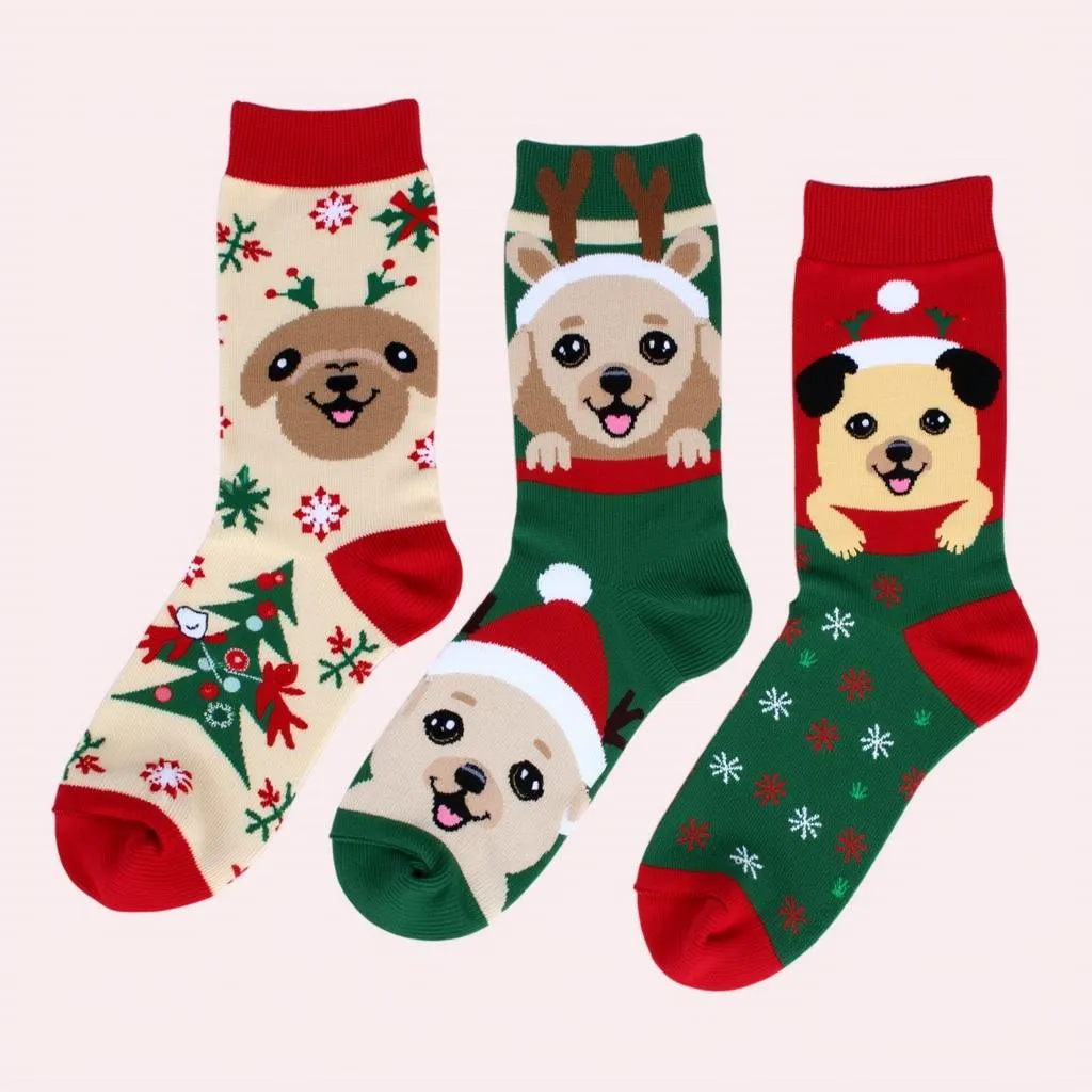 Christmas socks with dogs designs - a variety of cute and playful designs