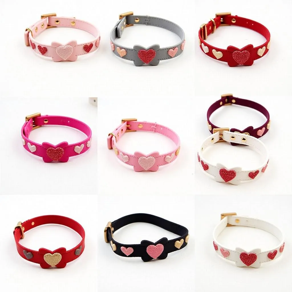 Valentine's Day dog collars with classic hearts