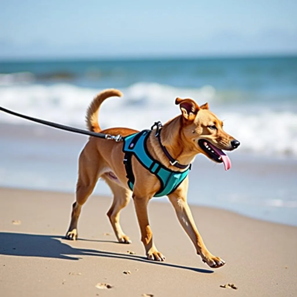 Dog harness coastal for a safe beach walk