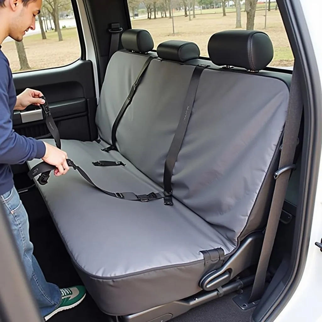 Installing a crew cab dog seat cover