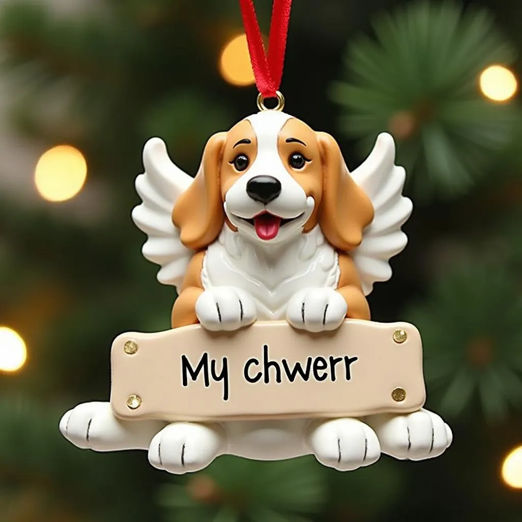 Personalized dog angel Christmas tree topper