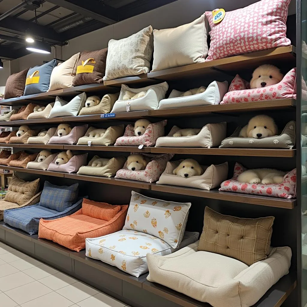 A cozy dog bed in a pet store in Hanoi