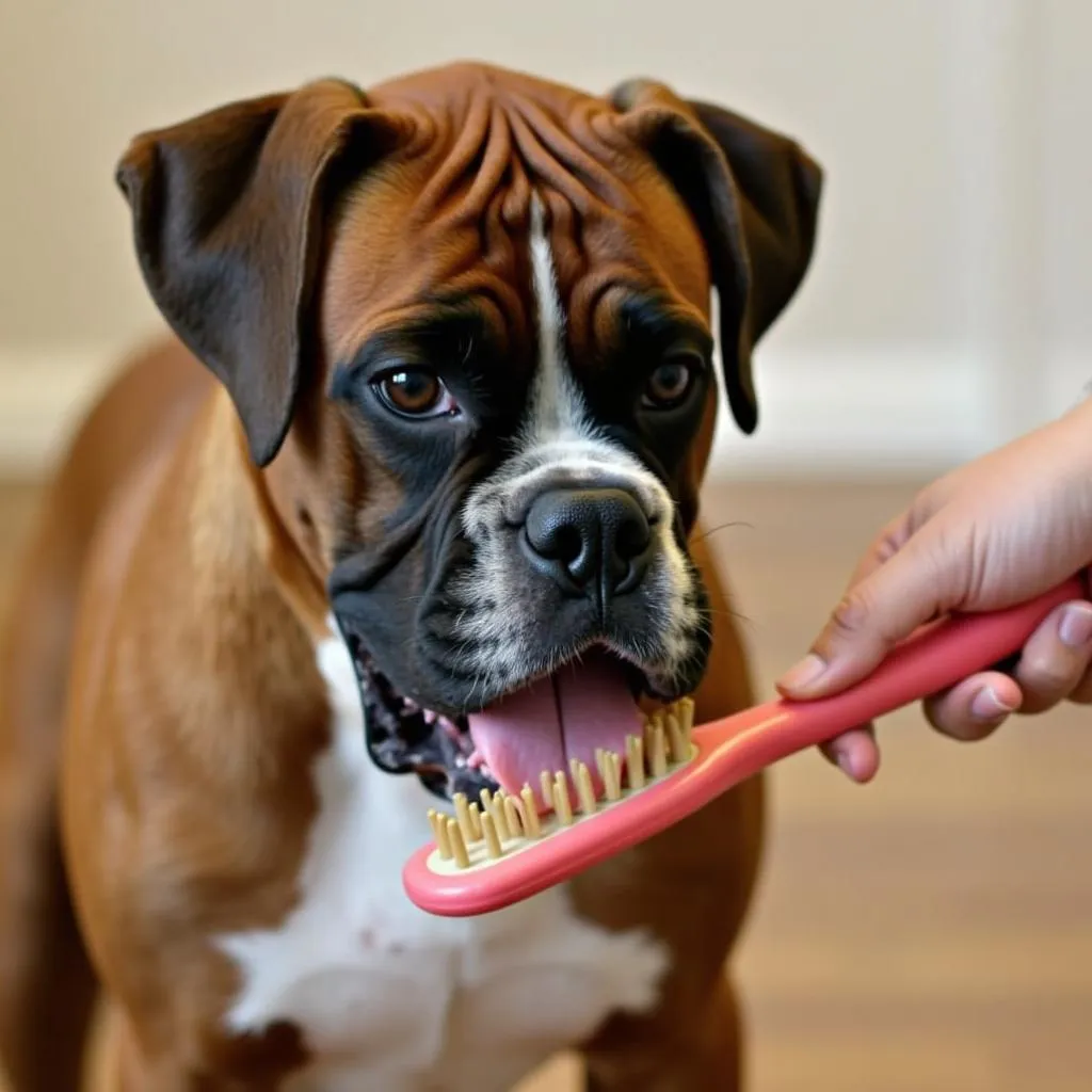 Brushing your Boxer with a good quality dog brush