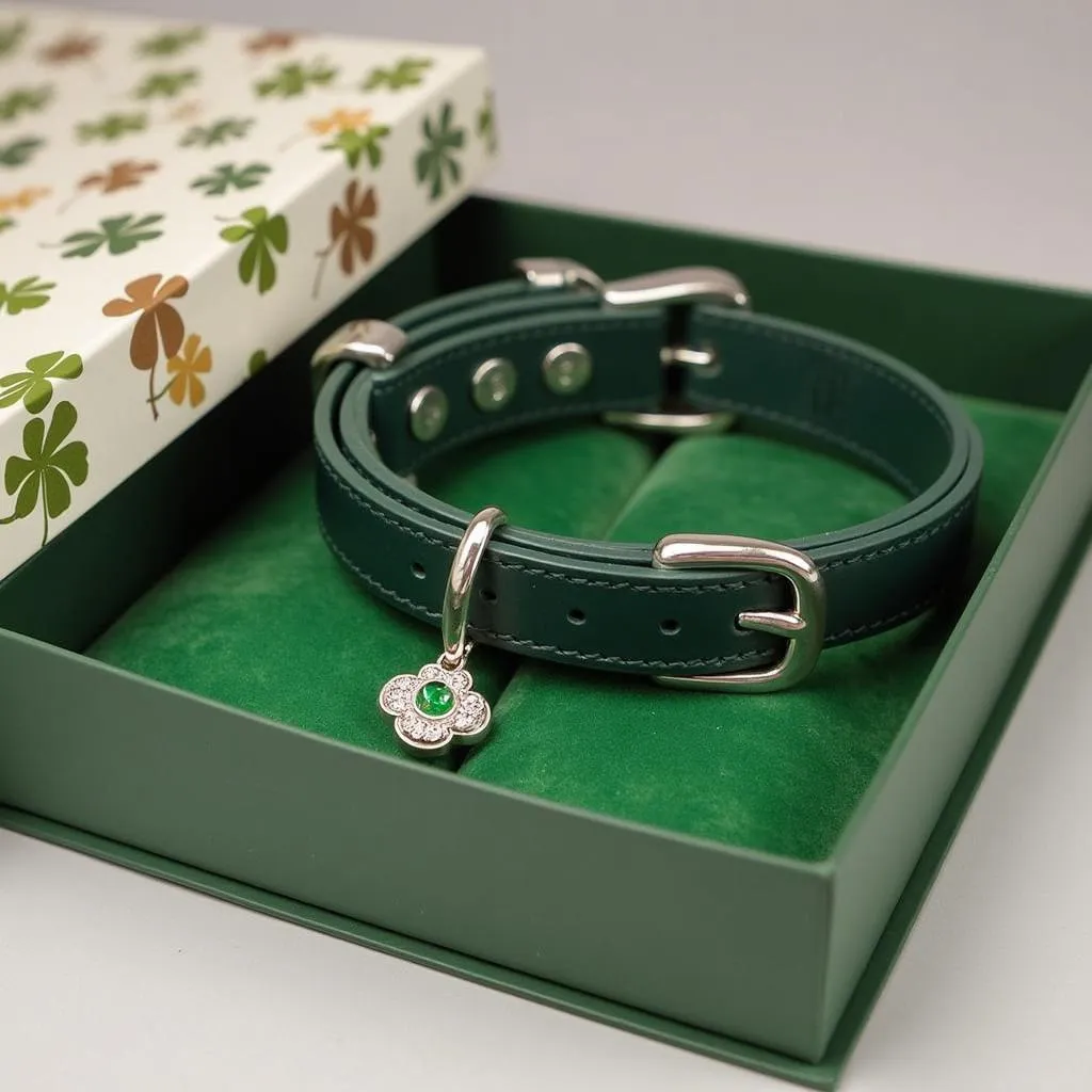 Dog collar shamrock gift for Irish dog lovers