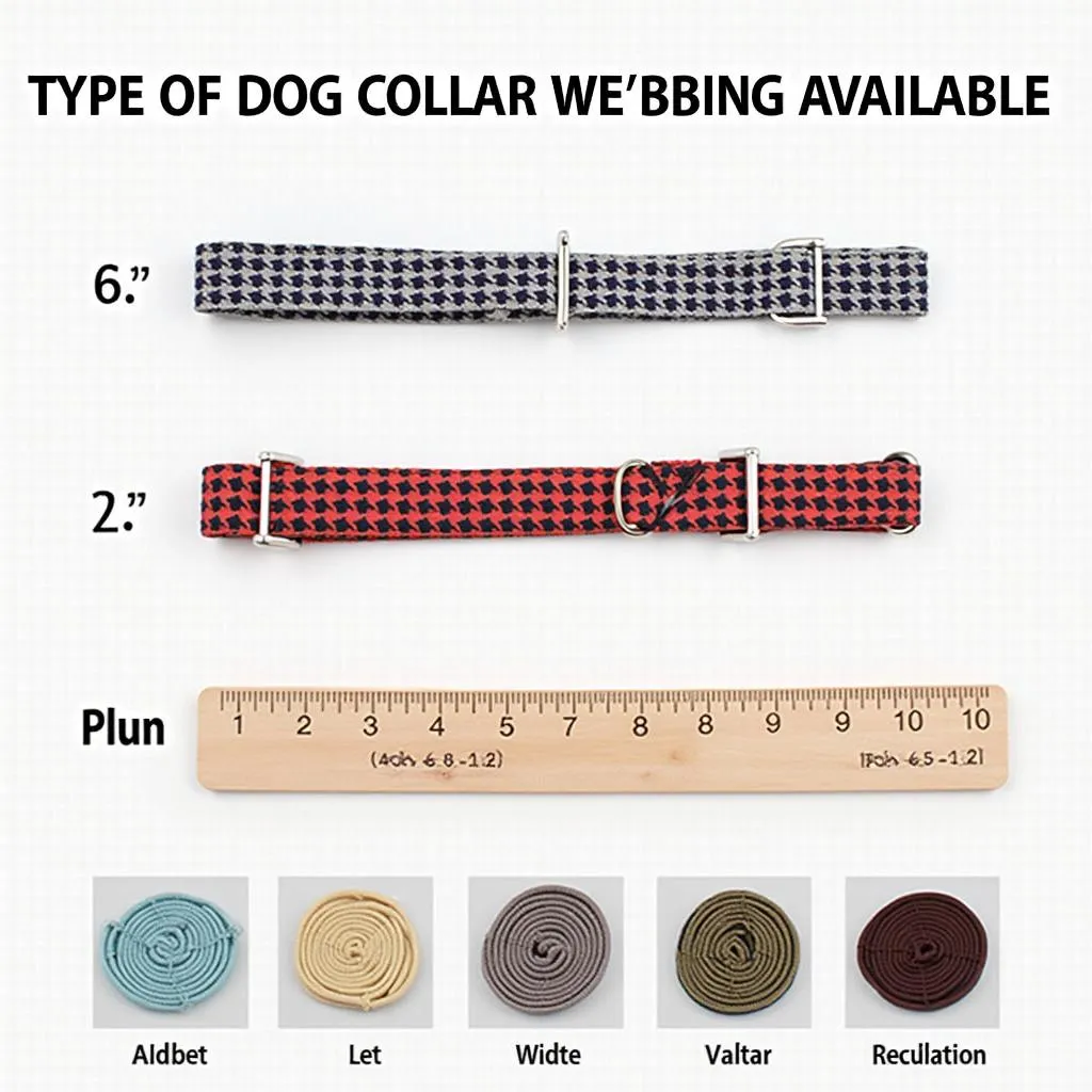 Dog collar webbing types and size comparison