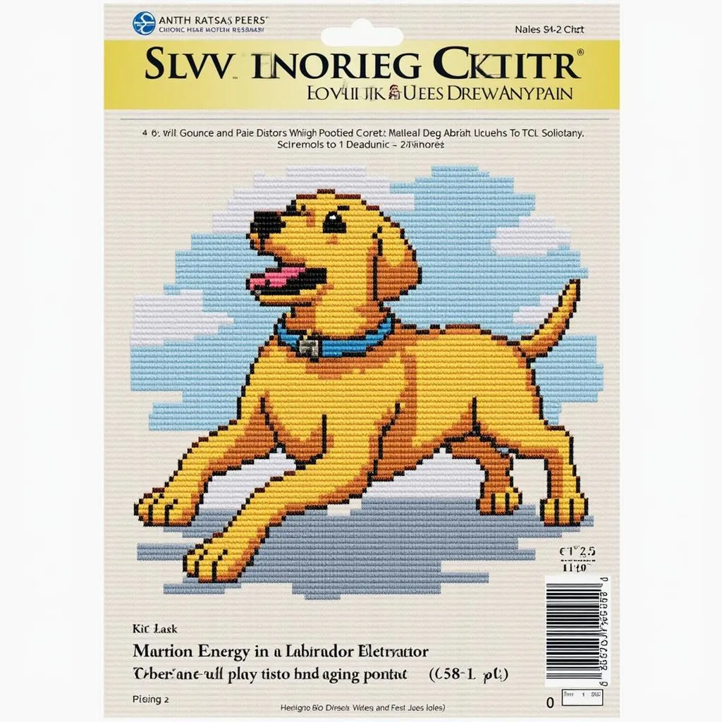 A classic counted cross stitch kit featuring a labrador retriever