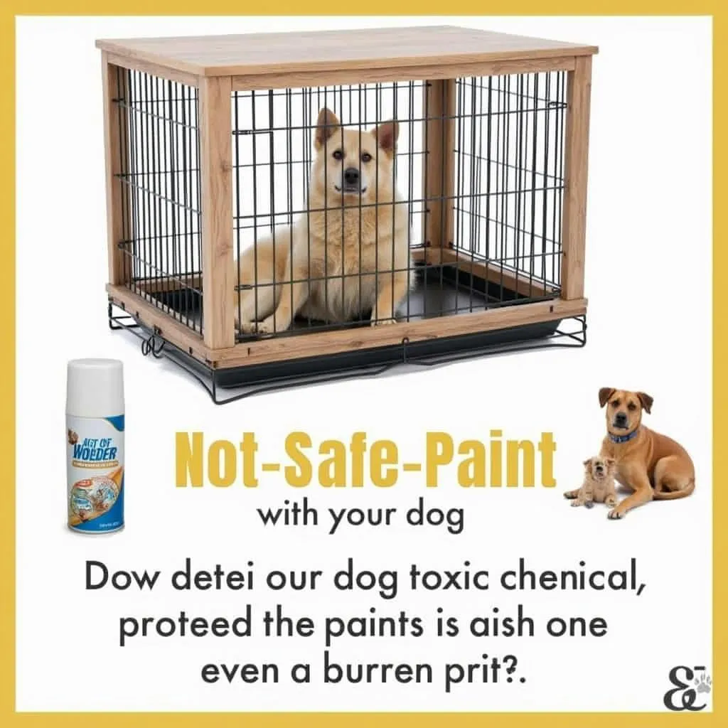 Dog crate painted with non-toxic spray paint