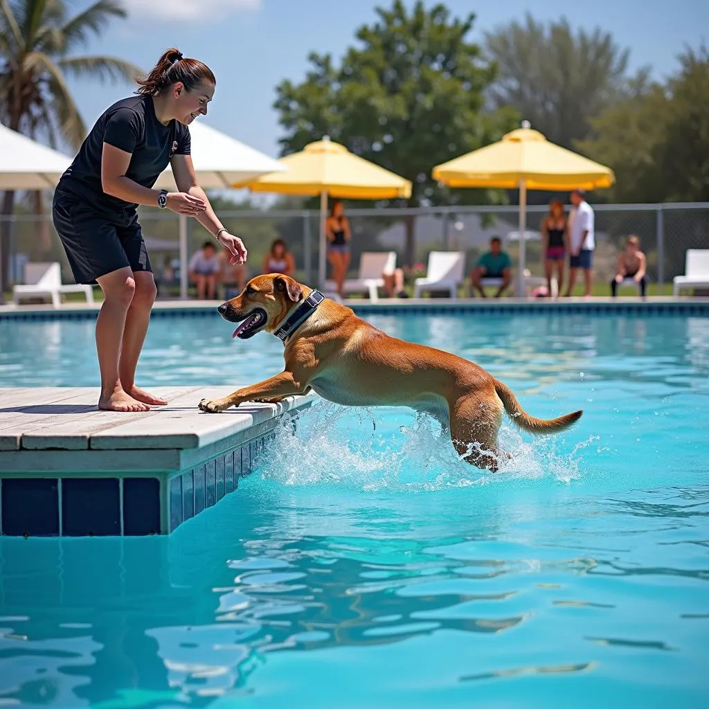 Dog dock diving training