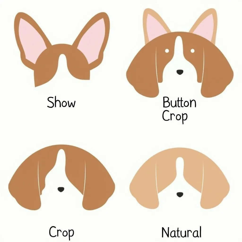 Different dog ear crop styles