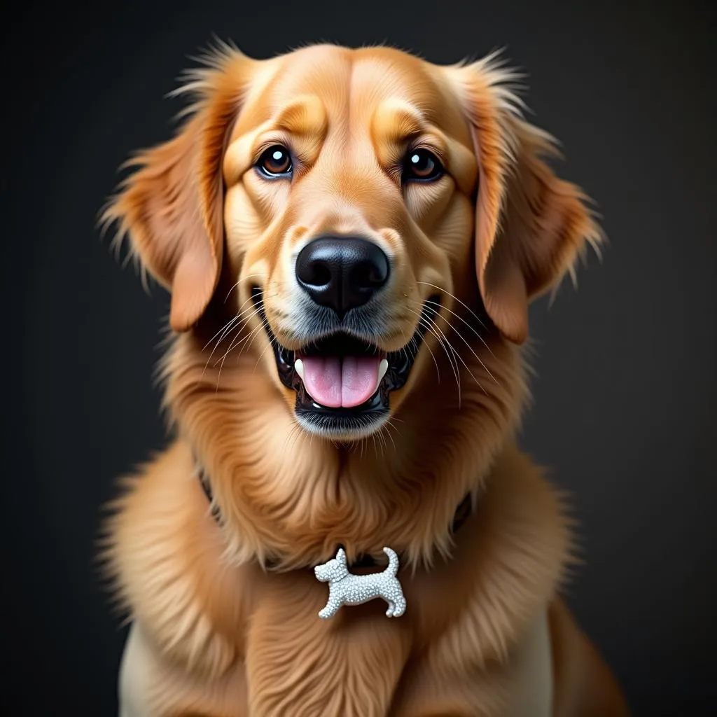 Golden Retriever With Elegant Dog Earrings Studs