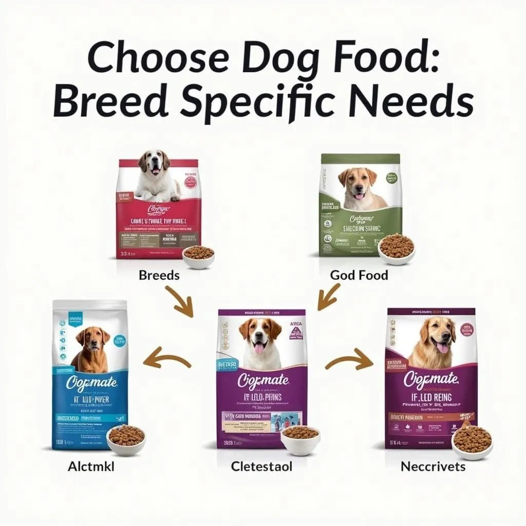 Dog food boxes for different dog breeds