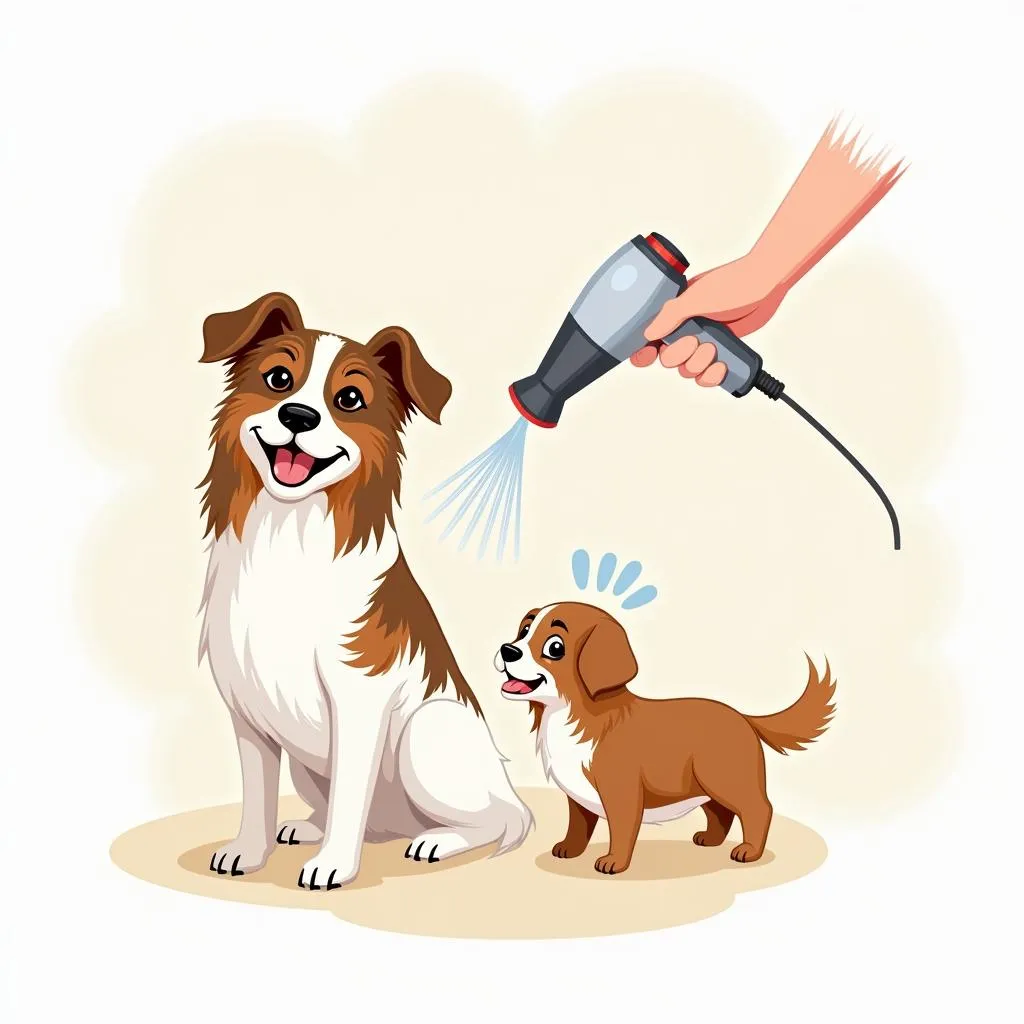 dog grooming blow drying benefits illustration