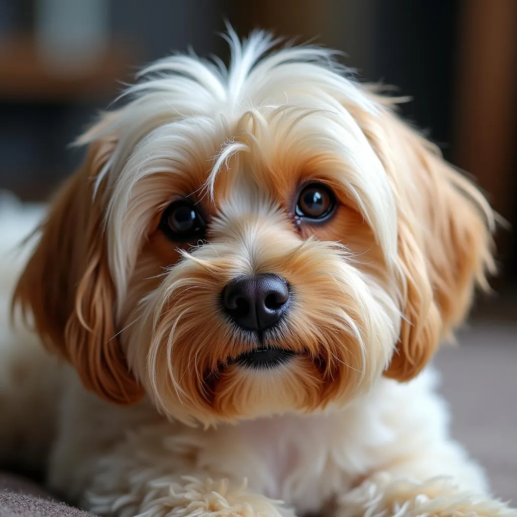 Dog hair clip keeping hair out of eyes