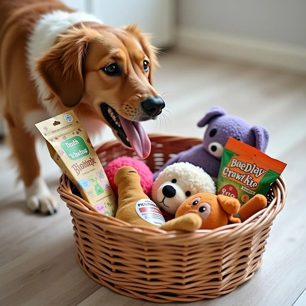 Happy Dog Enjoying a Dog Hamper