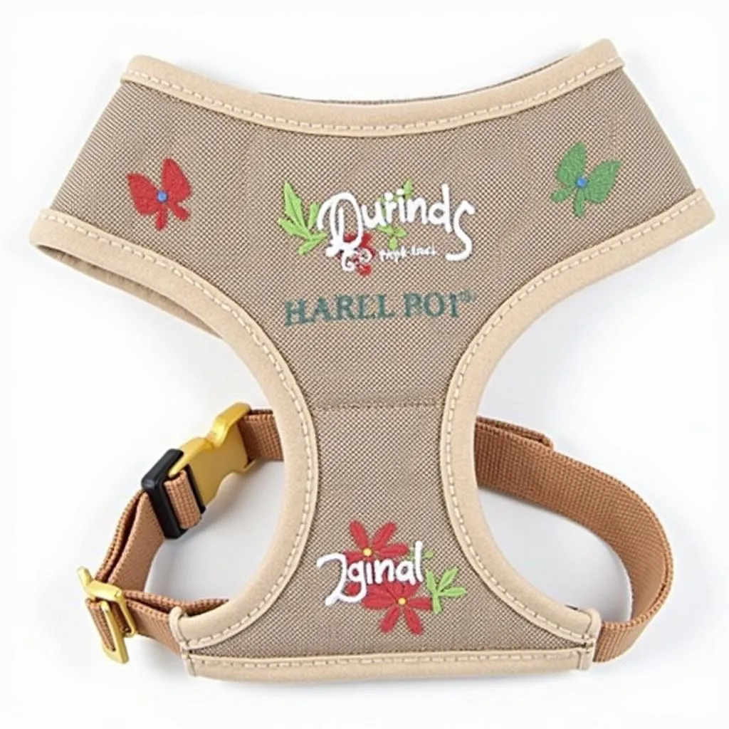 Unique dog harness design with embroidered details