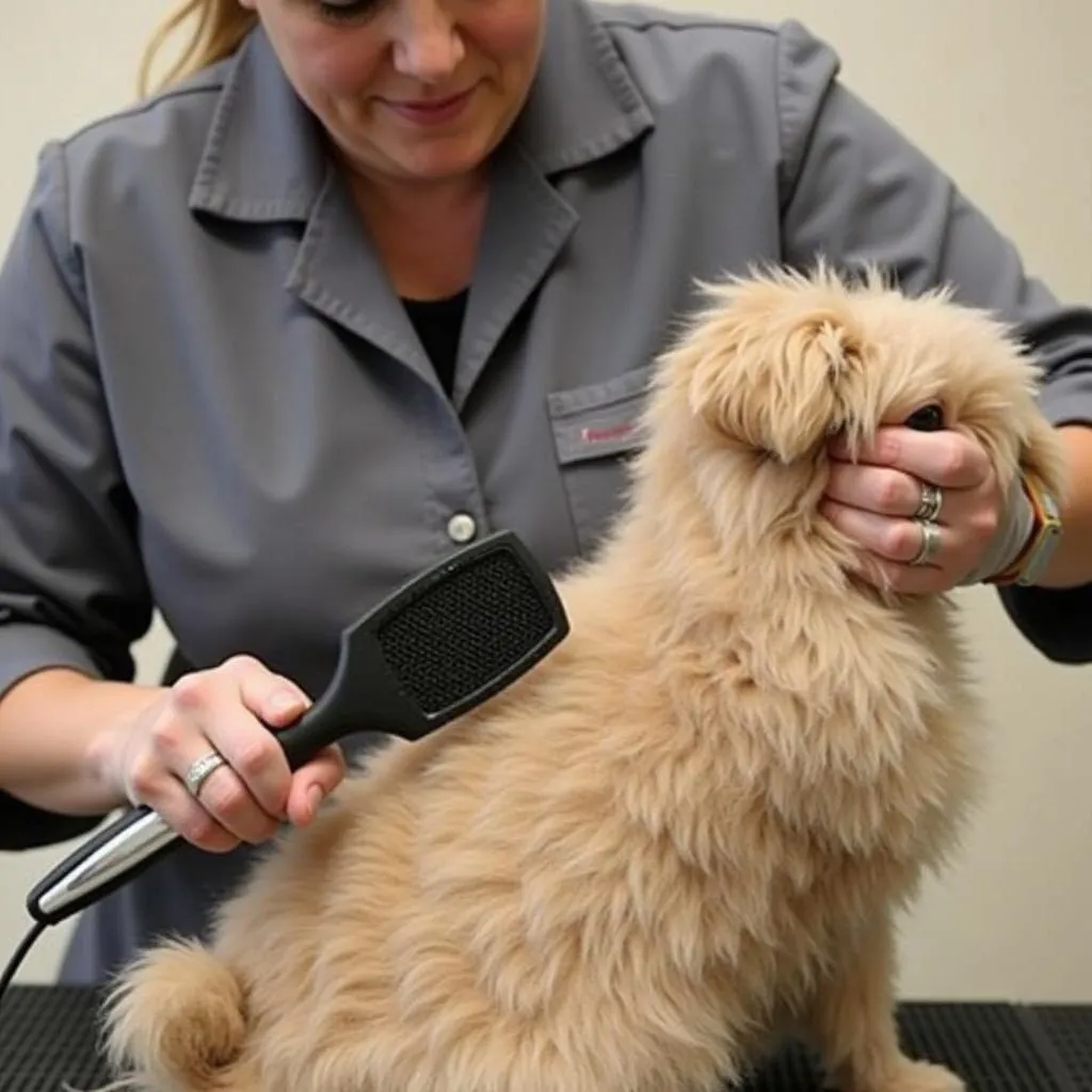 Dog Horse Brush Grooming Session