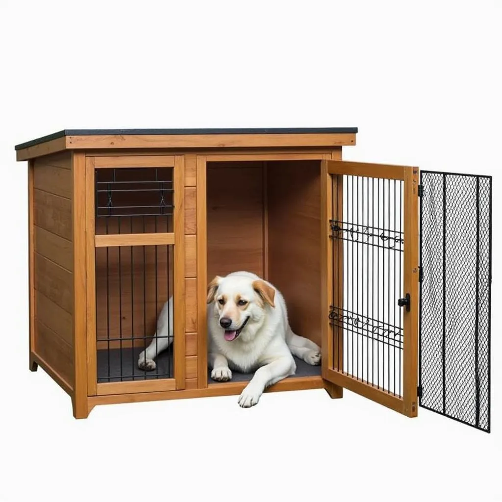 Dog House Kennel Combination with Door Open