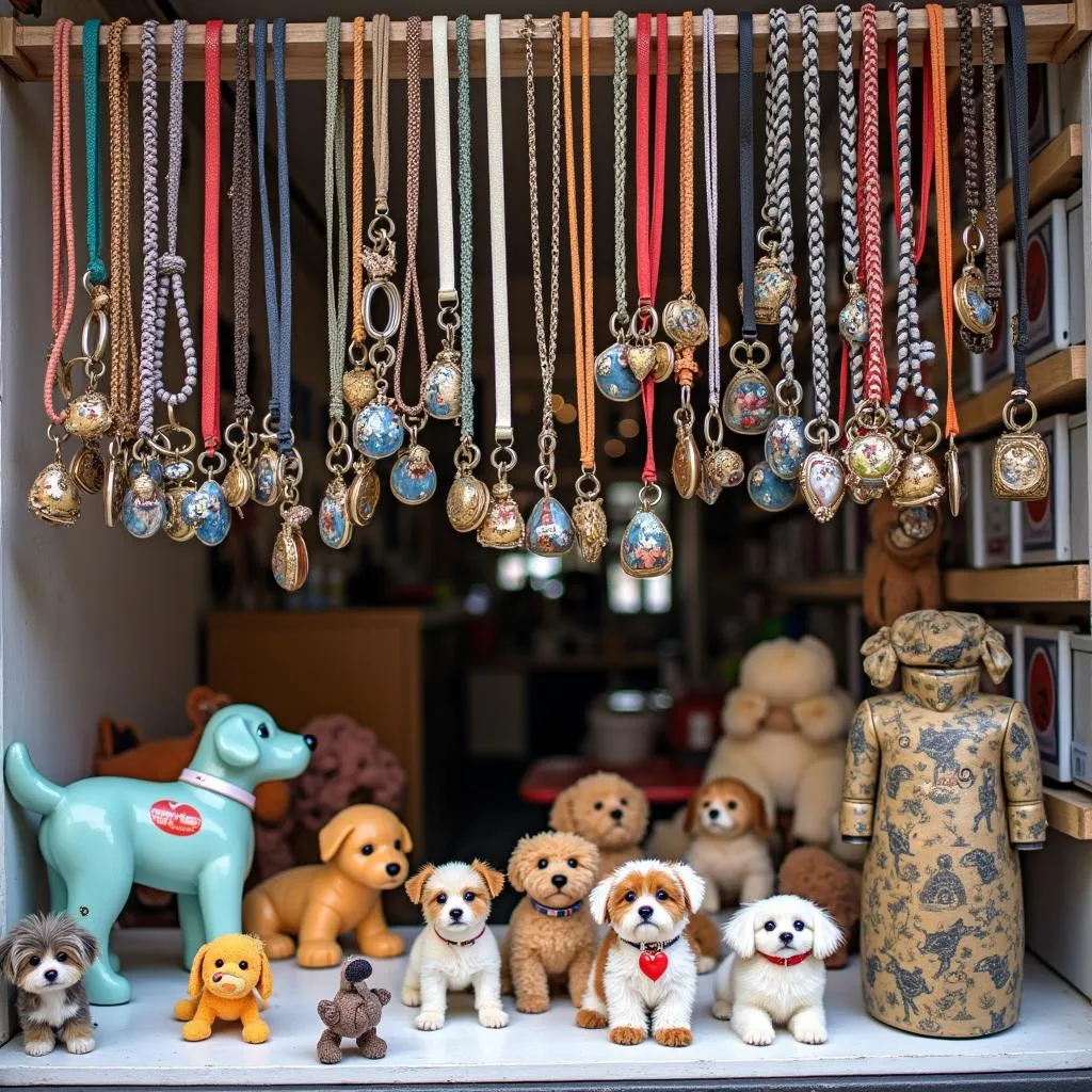 Dog jewelry for sale at pet stores in Hanoi