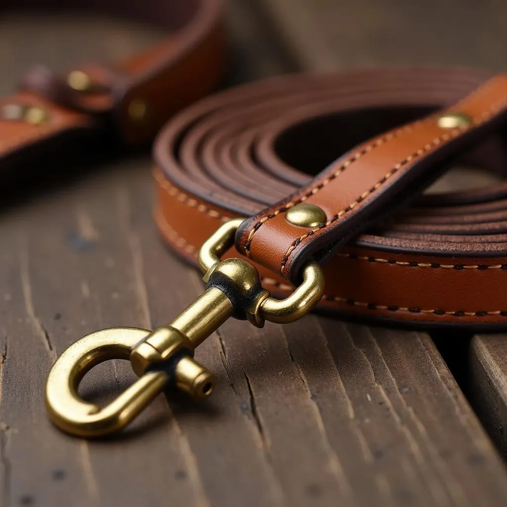 High-quality leather dog leash made in the USA