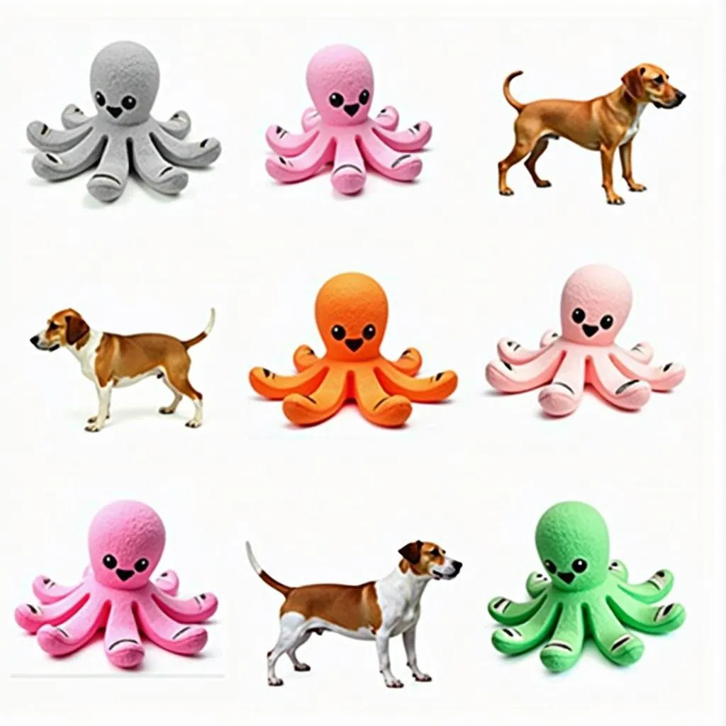 different dog octopus toys