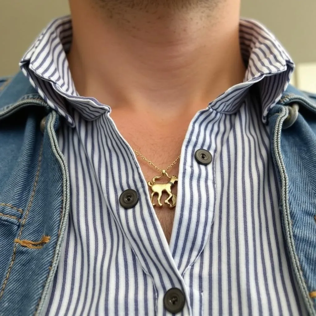 Dog Owner Wearing Custom Dog Pendant