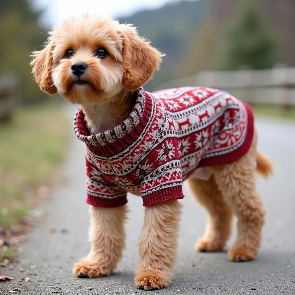 Fair Isle Dog Sweater with Classic Reindeer Pattern