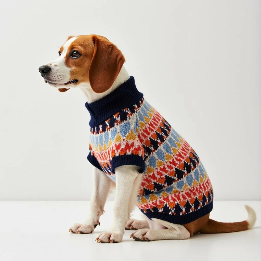 Modern Fair Isle Dog Sweater with Geometric Design