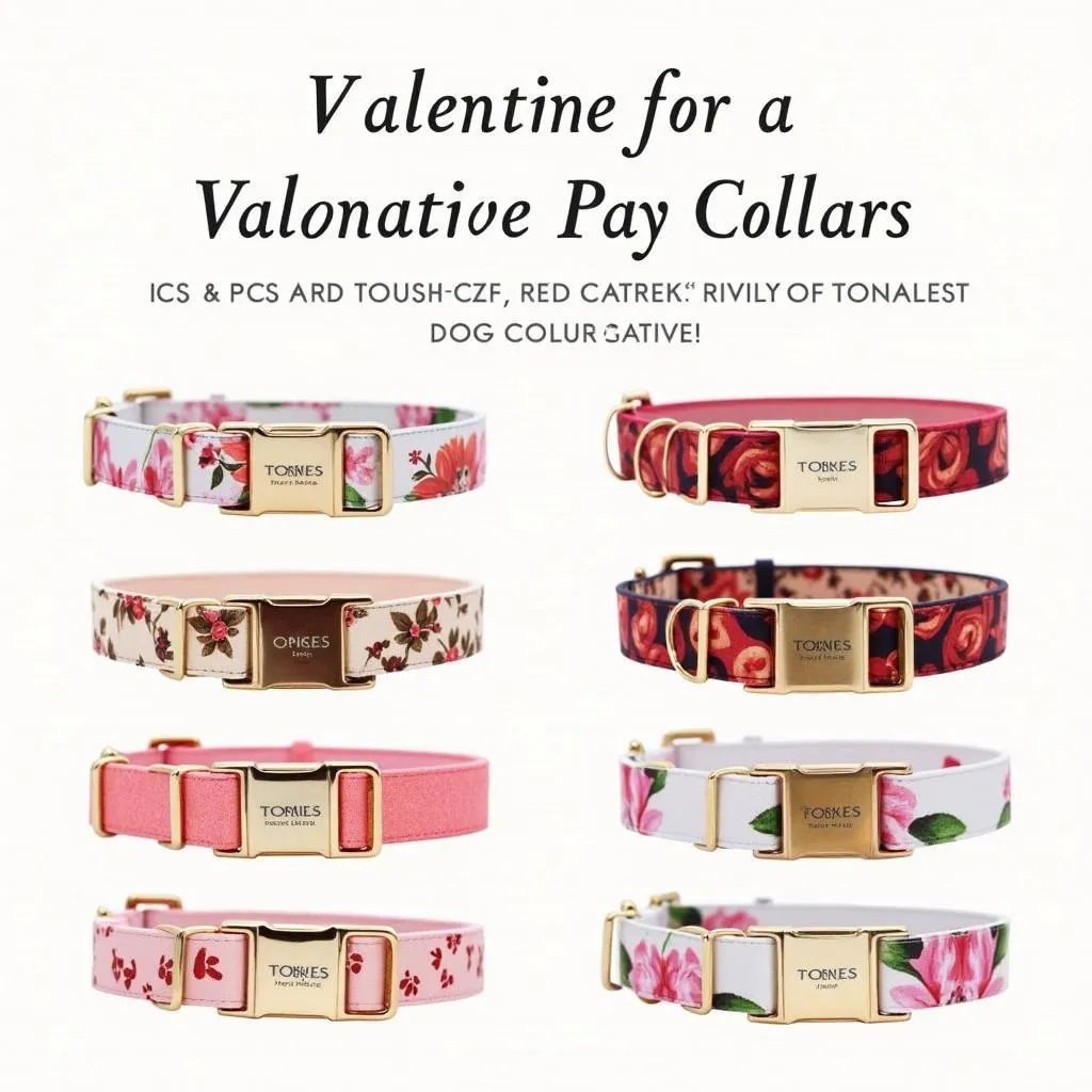 Dog collars with floral patterns for Valentine's Day