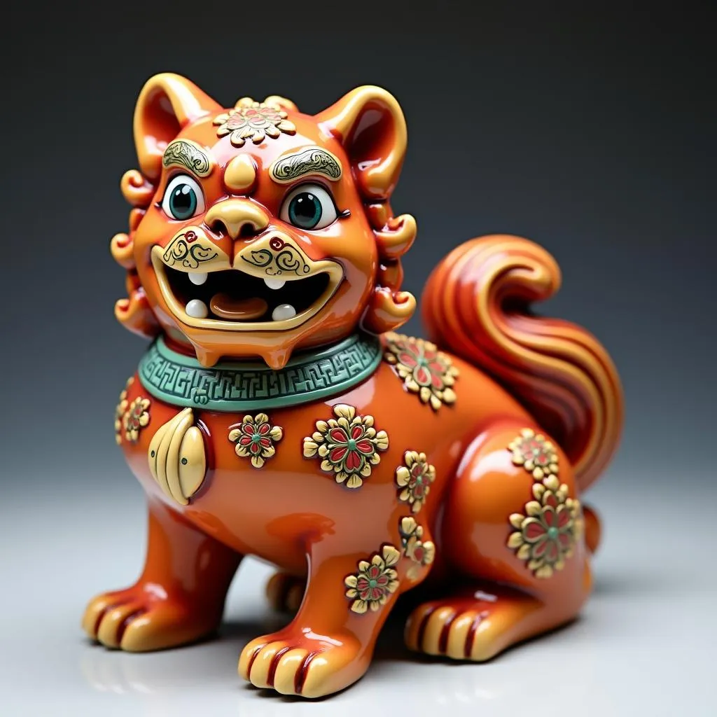 Foo Dog Incense Burner made of ceramic, traditional Chinese design