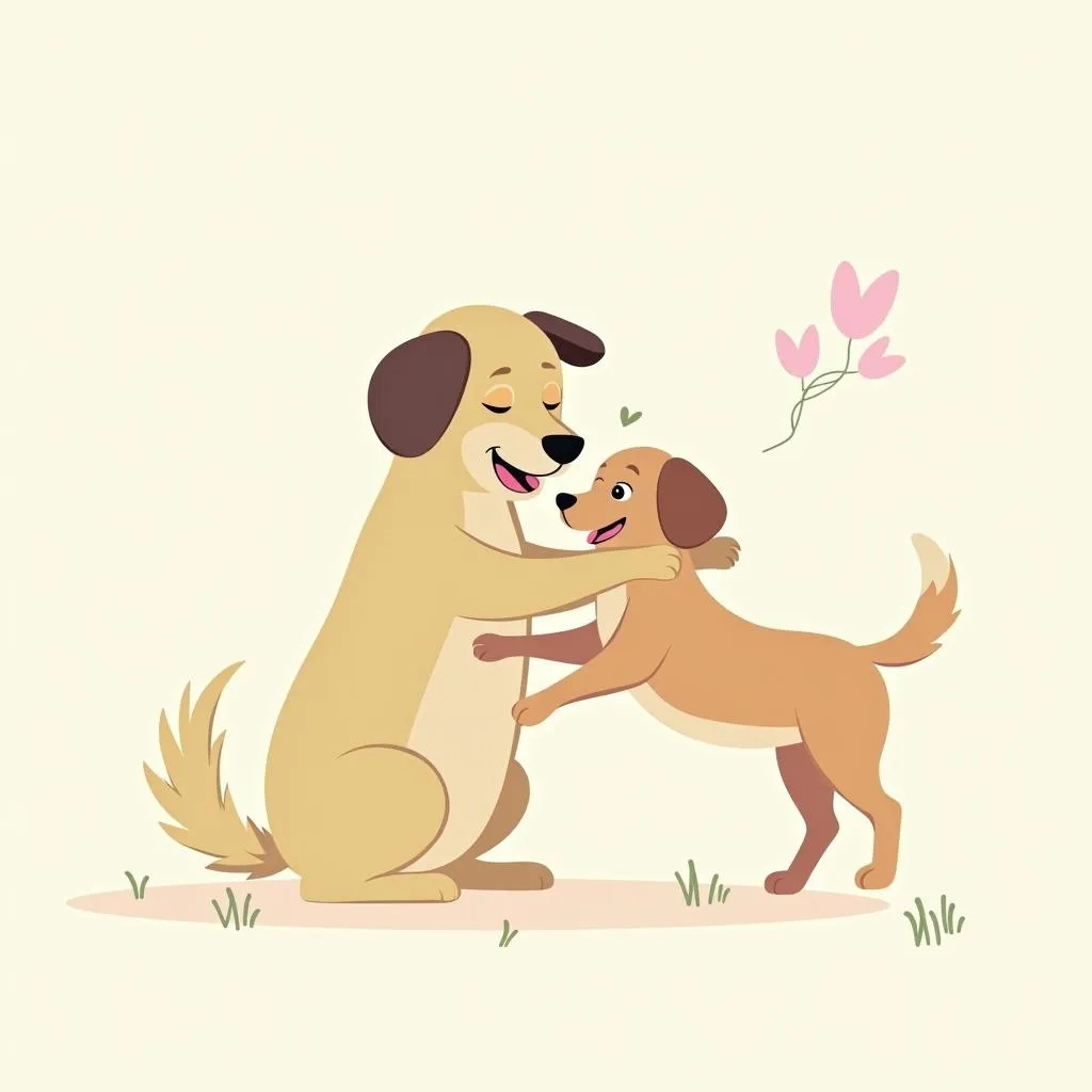 Frisky dog mating: A playful and engaging illustration of a dog couple in the process of mating