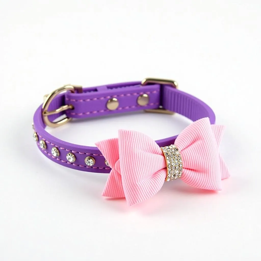 Pink and Purple Dog Collar with Bow Set