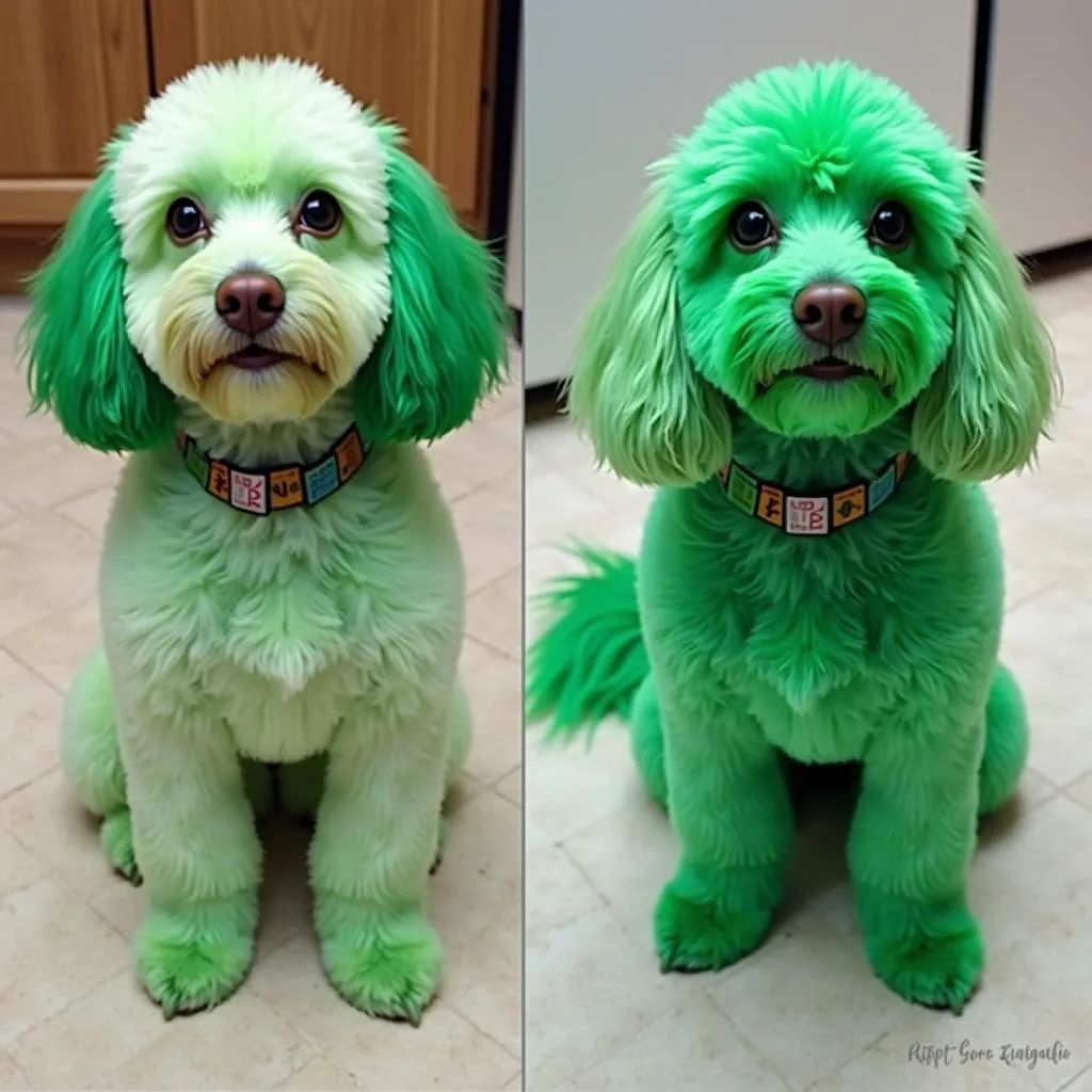 Green Hair Dye for Dogs - Before and After