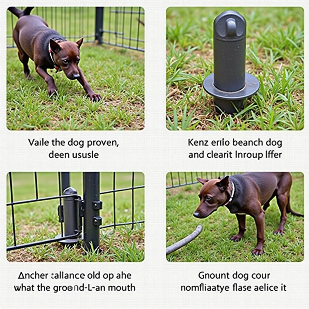 Ground dog screw in pegs for a secure dog run