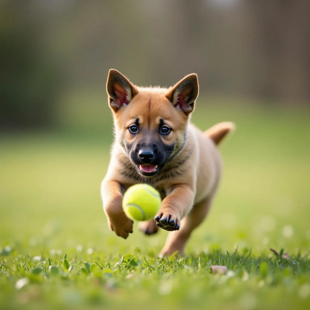 Hog dog for sale: Adorable puppy playing fetch