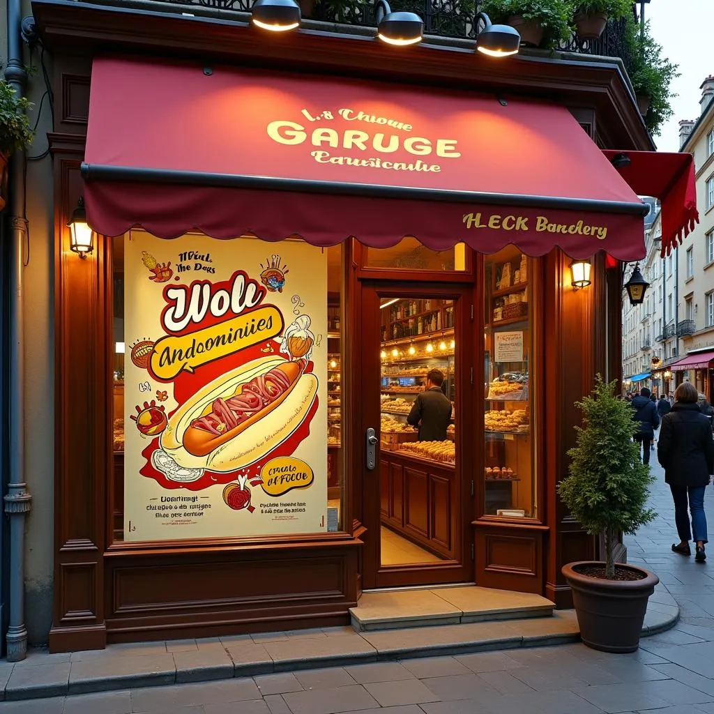 Hot Dog in French Baguette Bakery