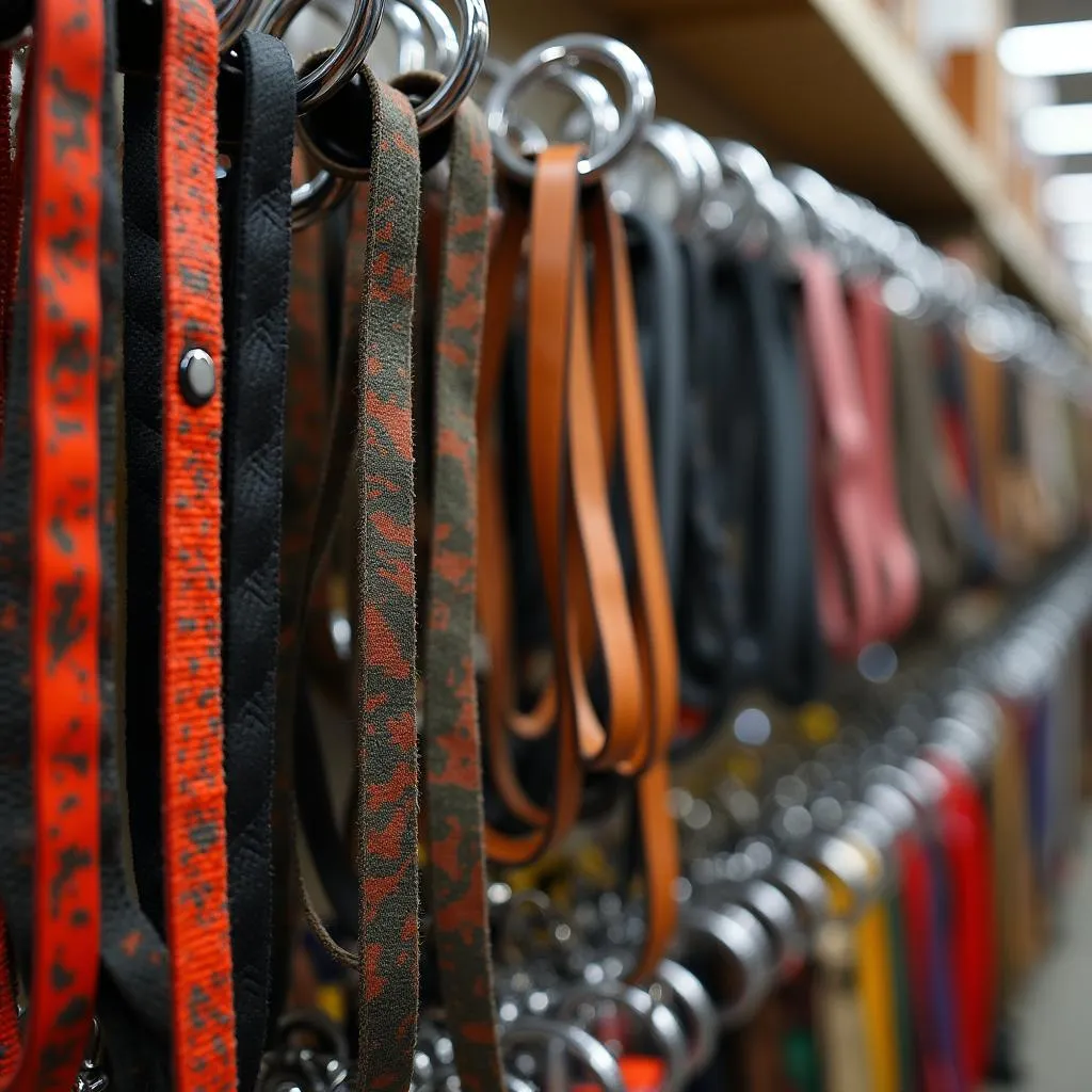 Dog leads for hunting at pet store