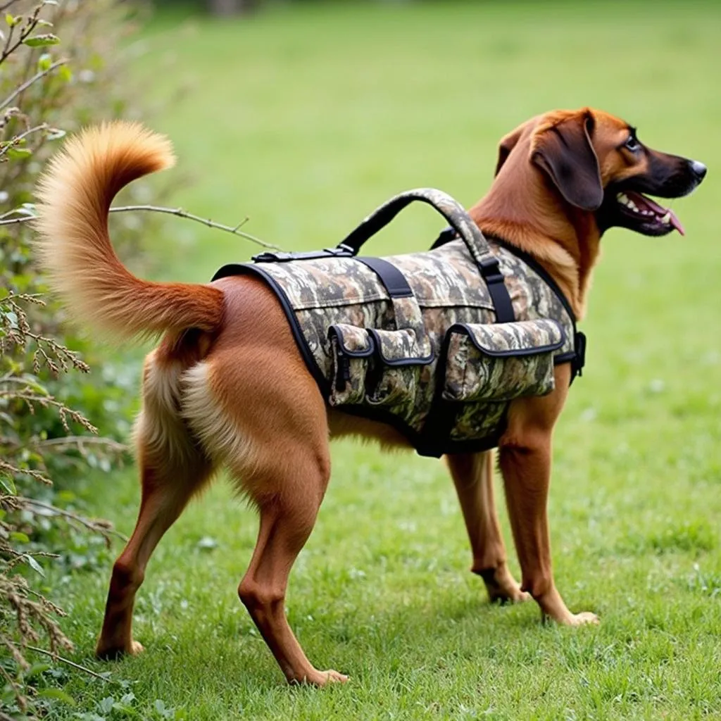 Hunting vest dog camo for safety in the field