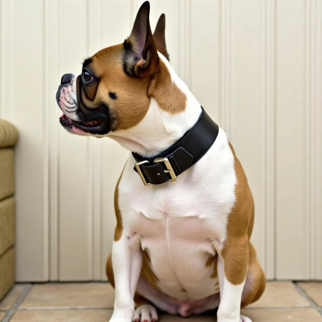 French Bulldog Leather Collar with D-Ring for Walking, Training, and Everyday Use