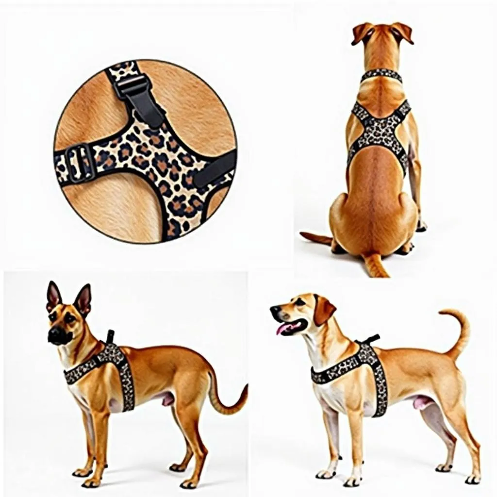 Leopard print dog harness for large breeds