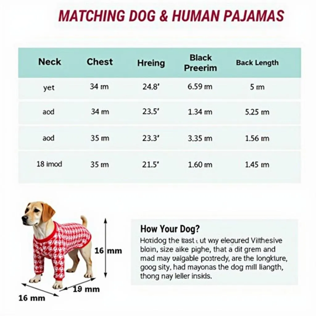 Size Guide for Matching Dog and Human Pajamas