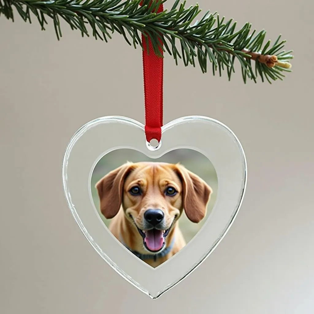 Memorial Dog Ornament in Heart Shape with Photo